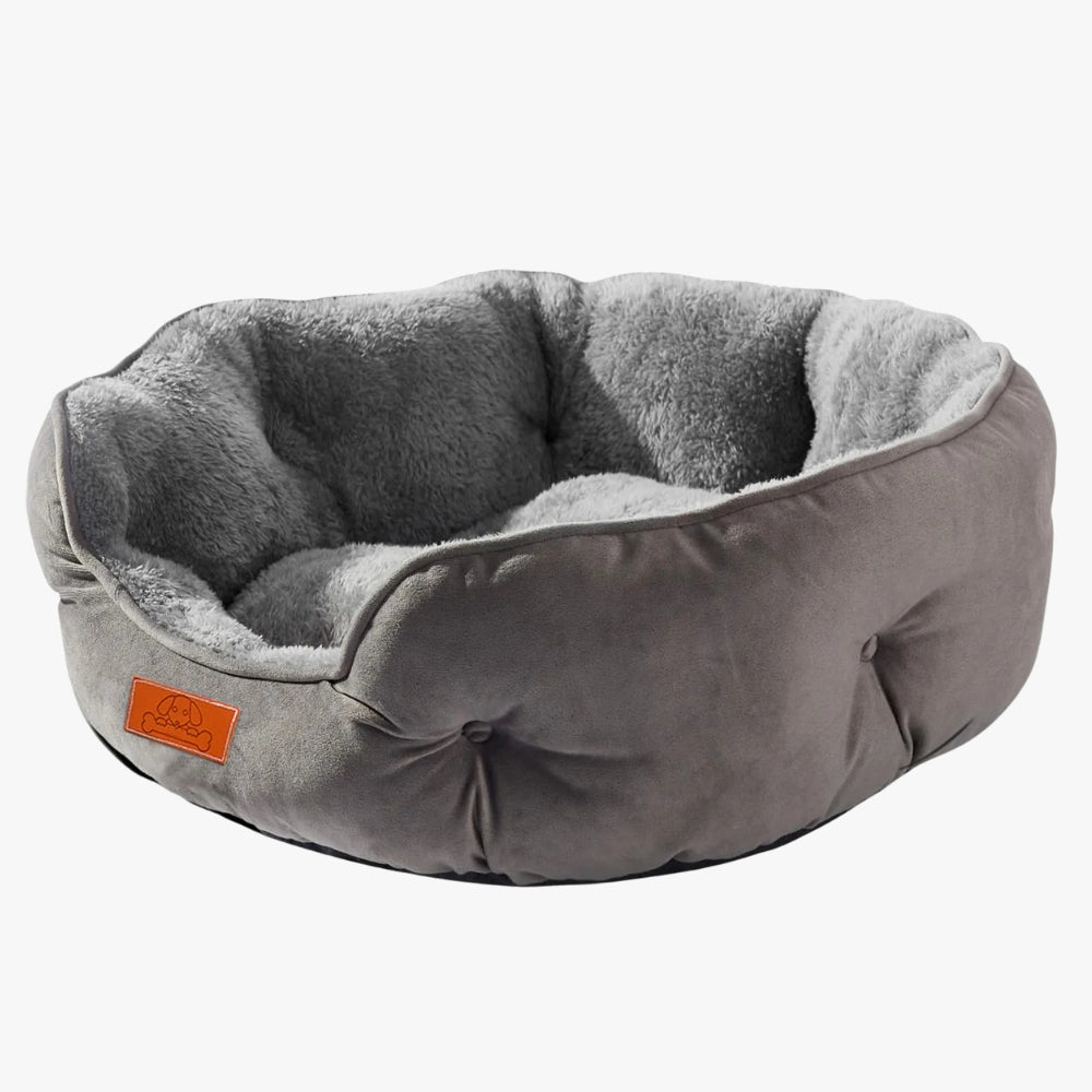 Panier pour Chien Rond Gris avec Rebord