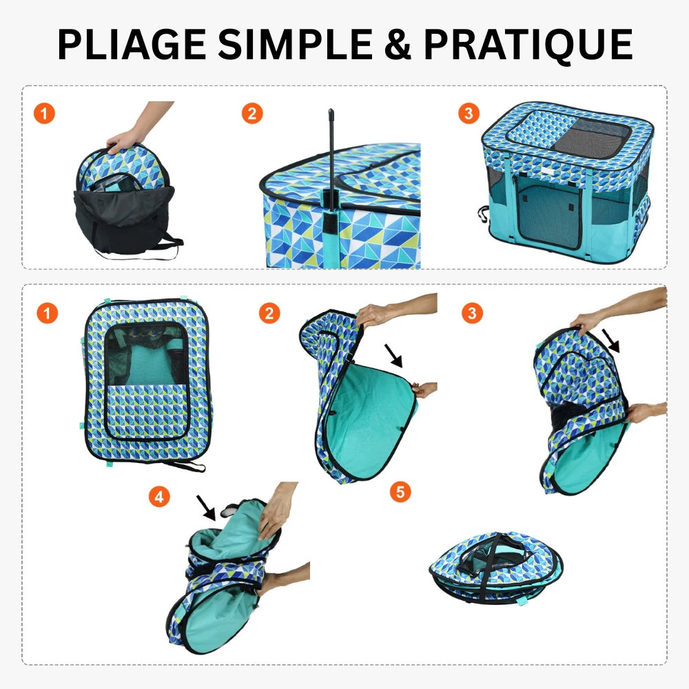 Tente pour Chien Pliable Rectangulaire Bleue