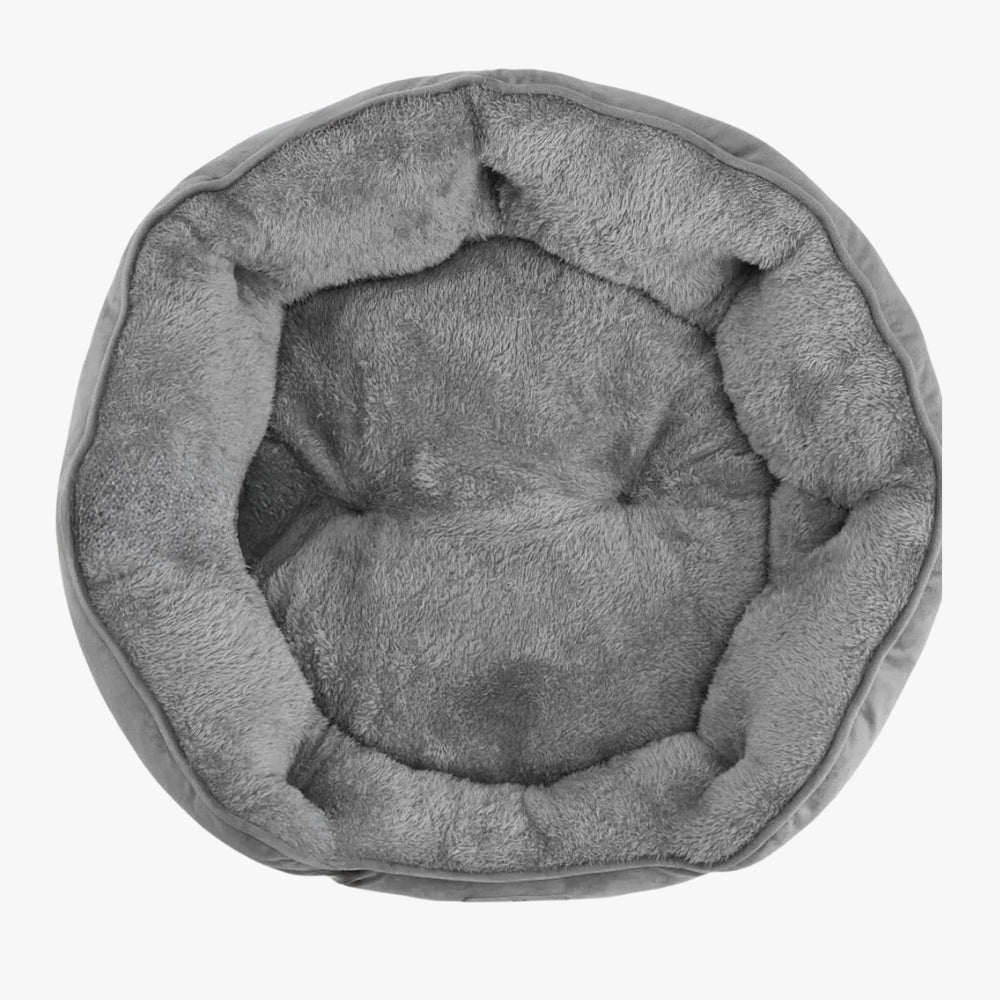 Panier pour Chien Rond Gris avec Rebord