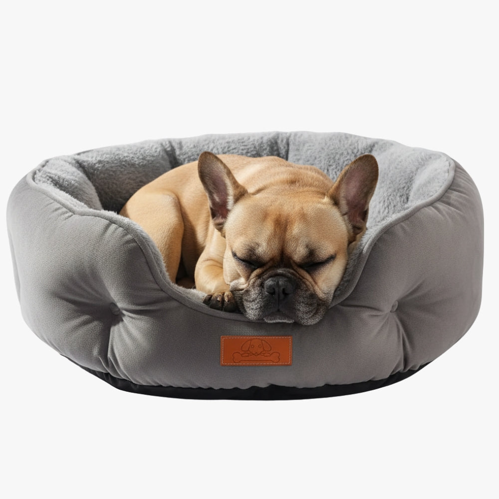 Panier pour Chien Rond Gris avec Rebord