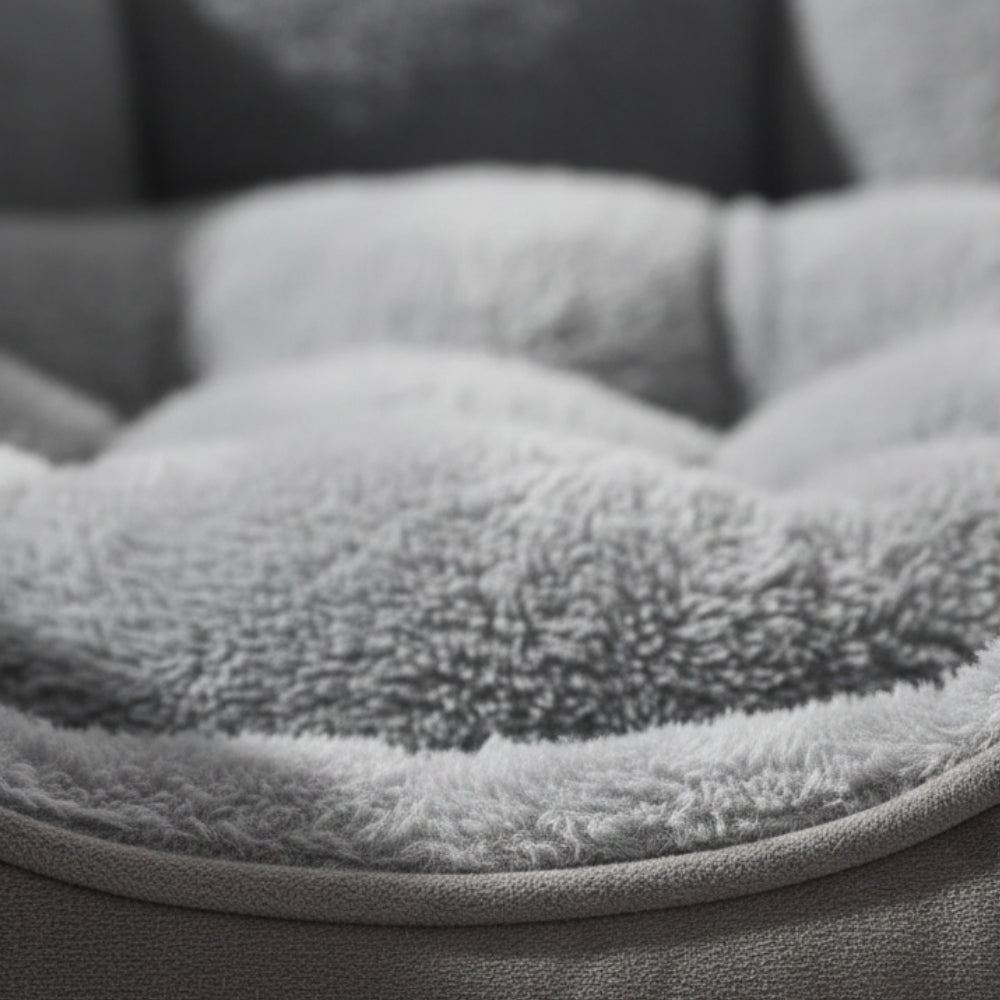 Panier pour Chien Rond Gris avec Rebord