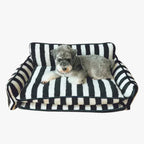 canape-pour-chien-a-rayures-noir-face