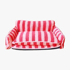 canape-pour-chien-a-rayures-rouge-face