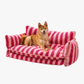 canape-pour-chien-a-rayures-rouge