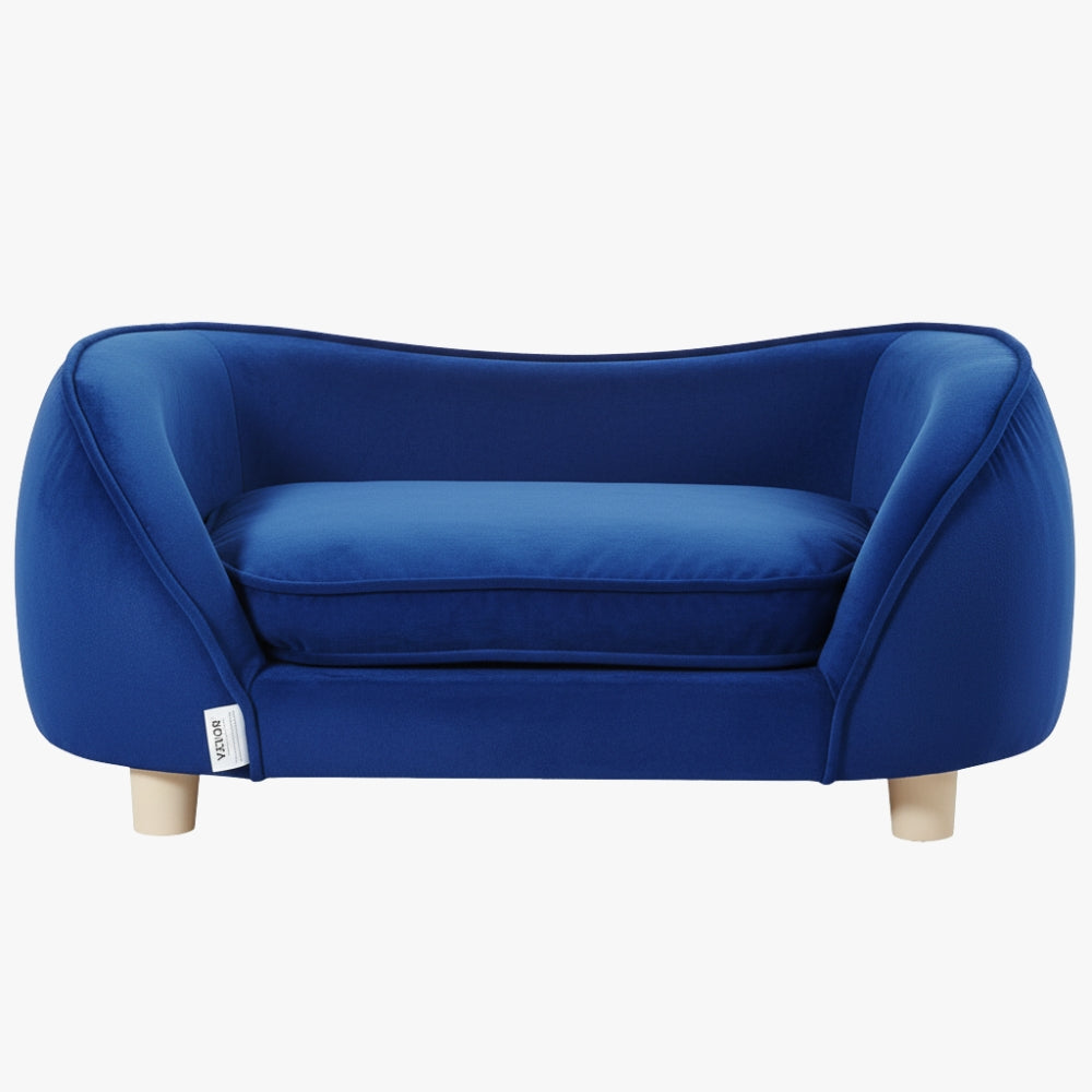 canape-pour-chien-bleu-face