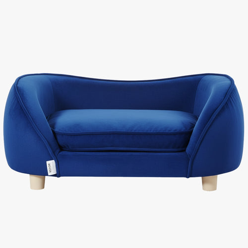 canape-pour-chien-bleu-face