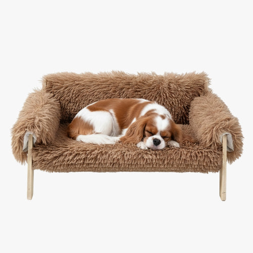 canape-pour-petit-chien-marron-fourrure-face