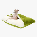 coussin-pour-chien-avec-couverture-vert-angle
