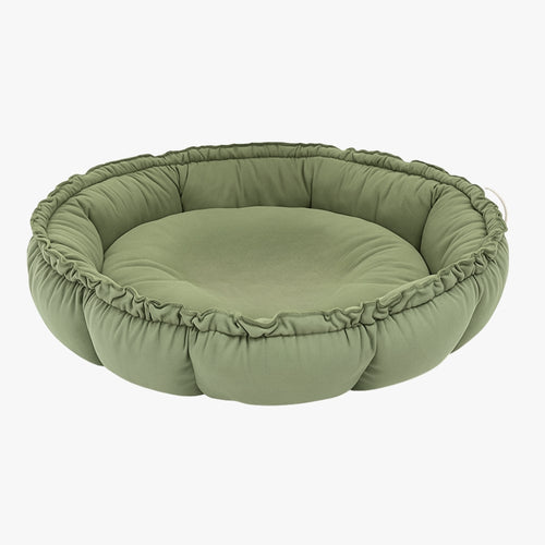 coussin-rond-pour-chien-vert-rebords