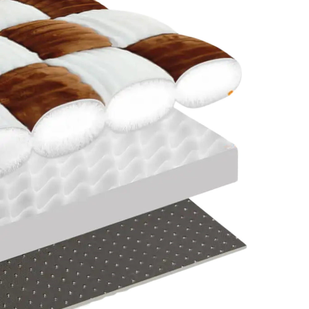 matelas-pour-chien-a-carreaux-marrons-blancs-orthopedique
