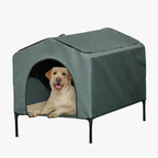 niche-pour-chien-sur-pied-grise-exterieur