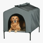 niche-pour-chien-sur-pied-grise