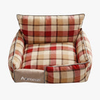 panier-canape-pour-chien-carreaux-rouge-dessus