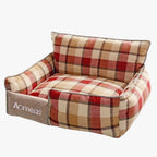 panier-canape-pour-chien-carreaux-rouge