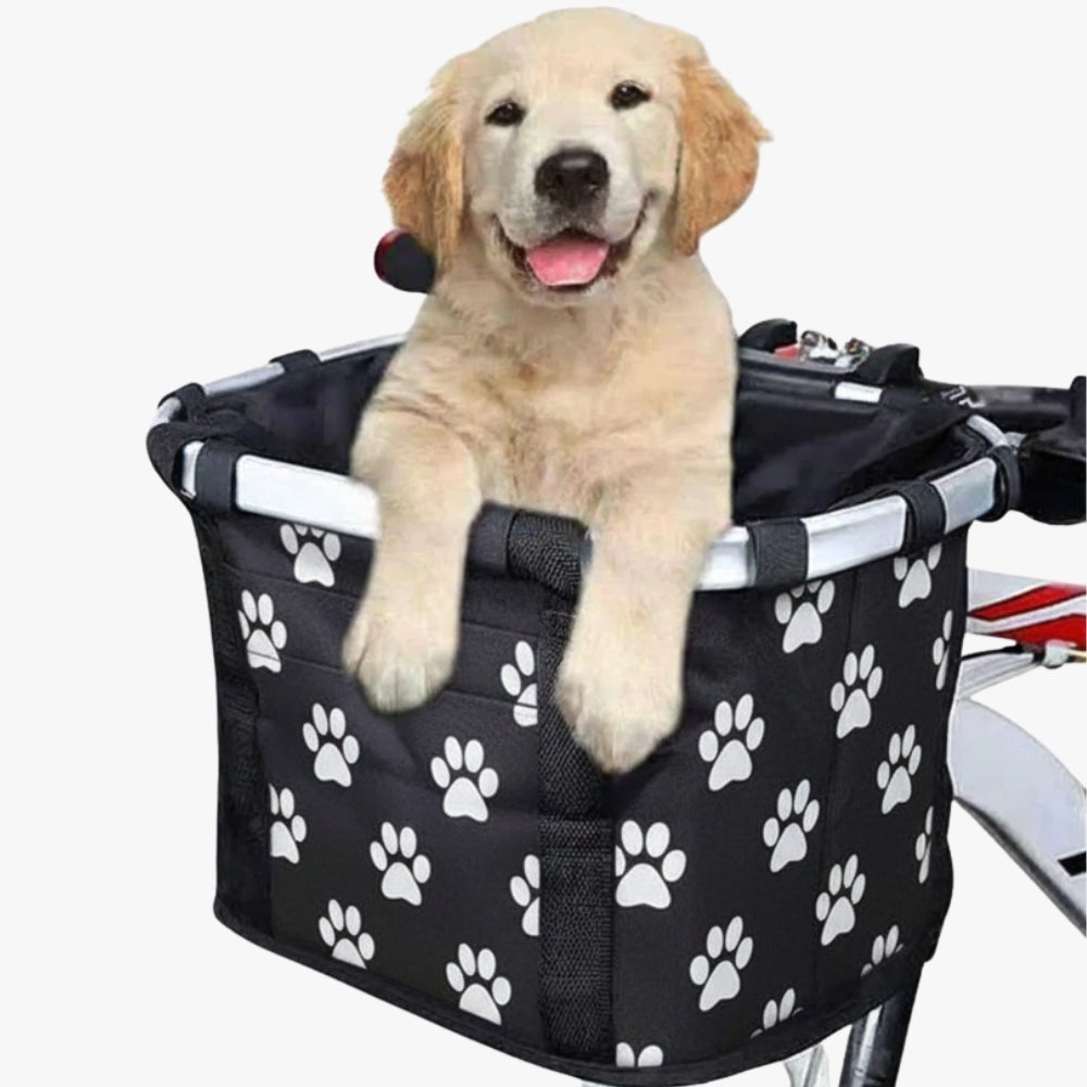 panier-de-velo-pour-chien-noir-motif-pattes
