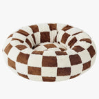 panier-donut-pour-chien-a-carreaux-marron-avant