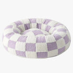 panier-donut-pour-chien-a-carreaux-violet-avant