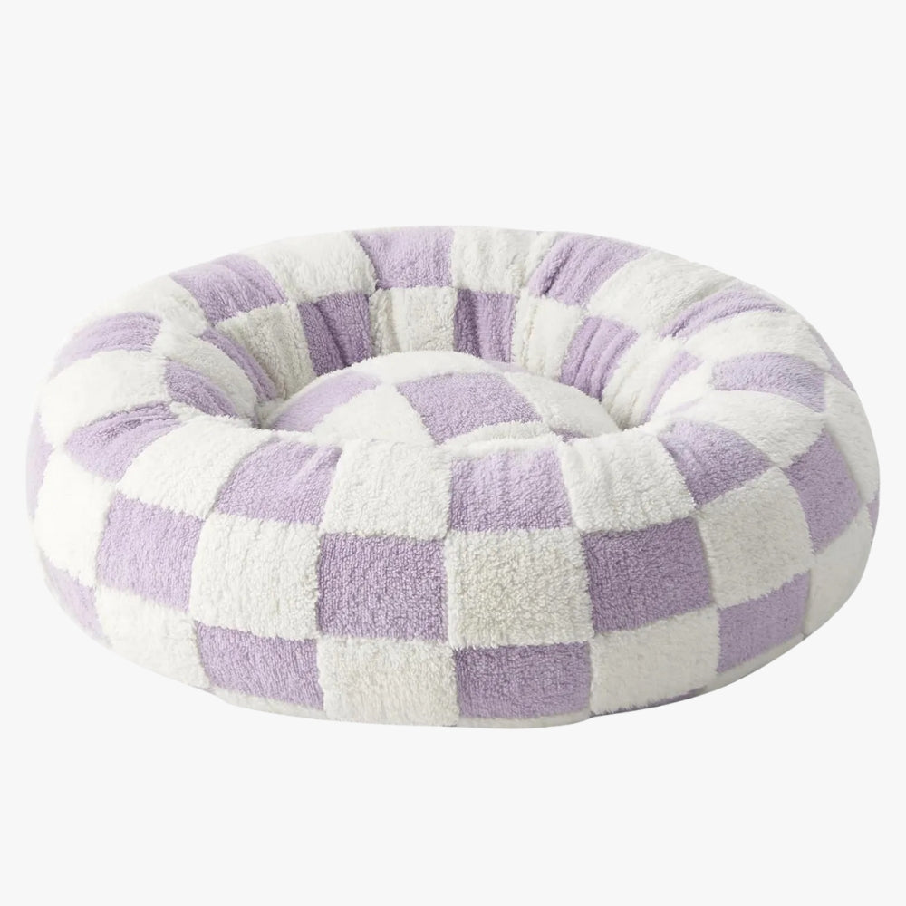 panier-donut-pour-chien-a-carreaux-violet-avant