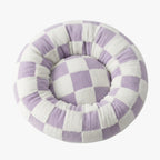 panier-donut-pour-chien-a-carreaux-violet-dessus