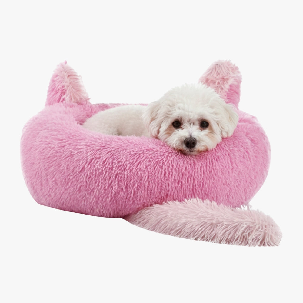 panier-donut-pour-chien-original-rose-avec-chien
