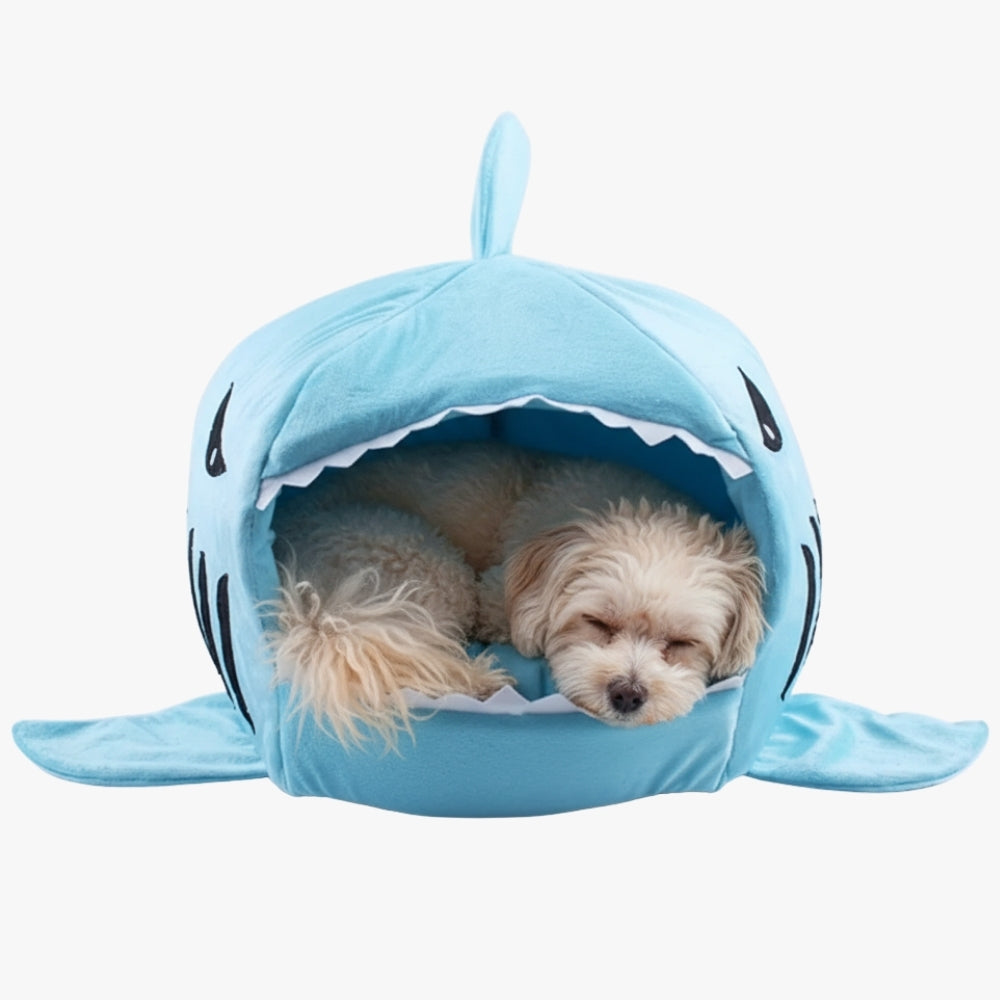 panier-igloo-pour-chien-requin-bleu-face