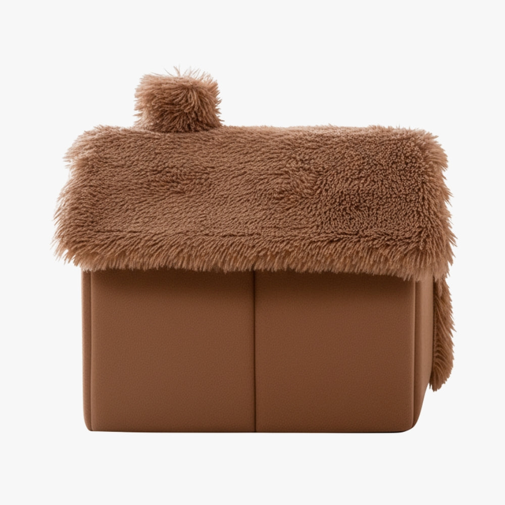 panier-niche-pour-chien-en-fourrure-marron-cote