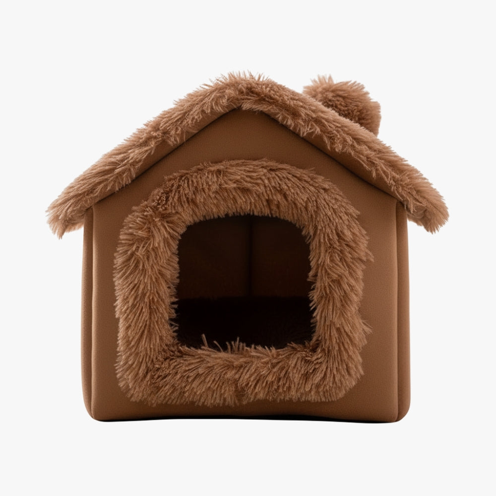 panier-niche-pour-chien-en-fourrure-marron-vide