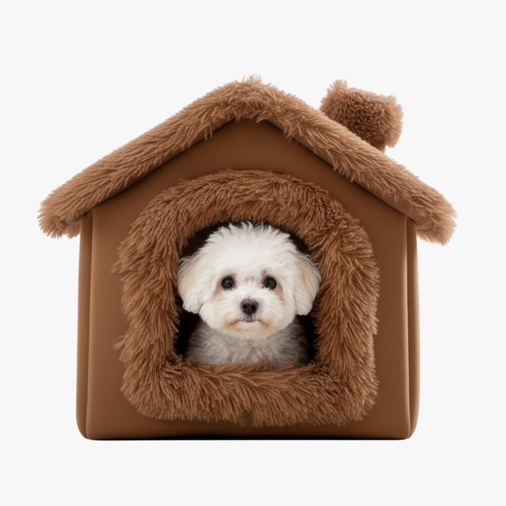 panier-niche-pour-chien-en-fourrure-marron