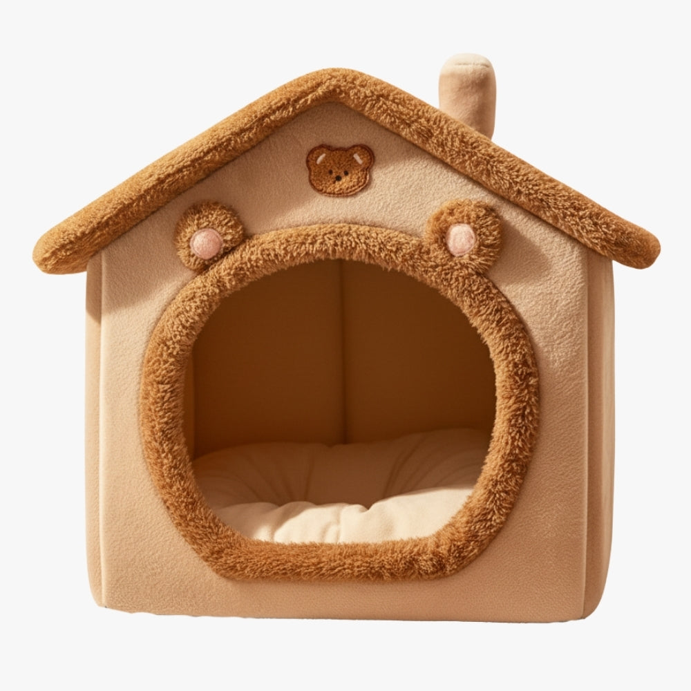 panier-niche-pour-chien-marron-face