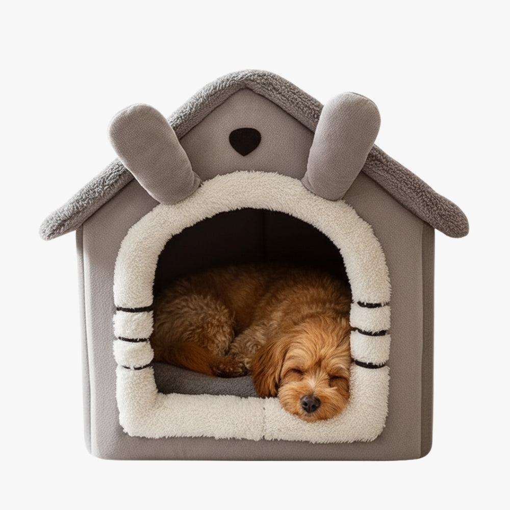 panier-niche-pour-petit-chien-gris-face