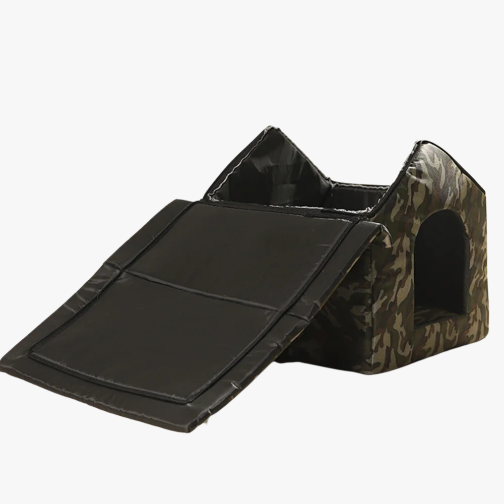 panier-niche-pour-petit-chien-impermeable-camouflage-toit-ouvert