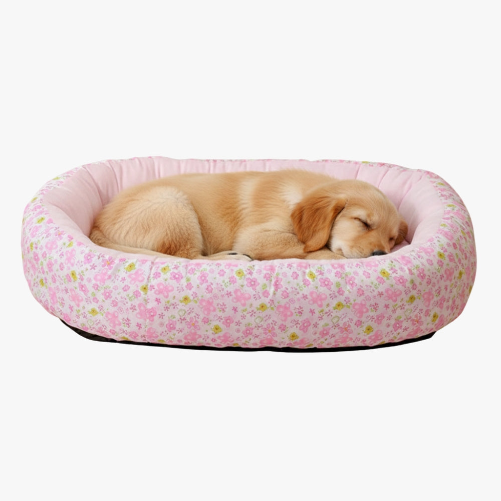 panier-pour-chien-a-fleurs-rose