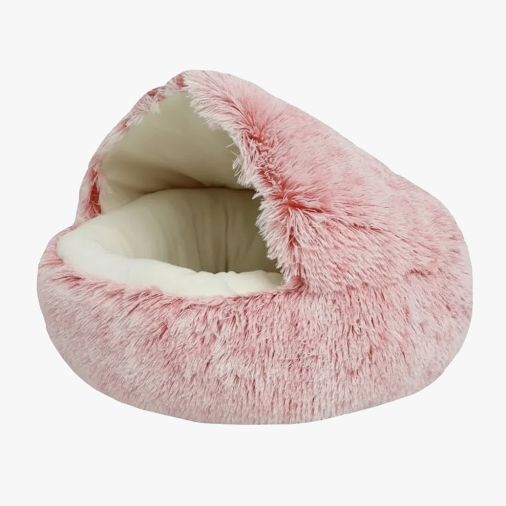 panier-pour-chien-chausson-a-fourrure-rose-vide