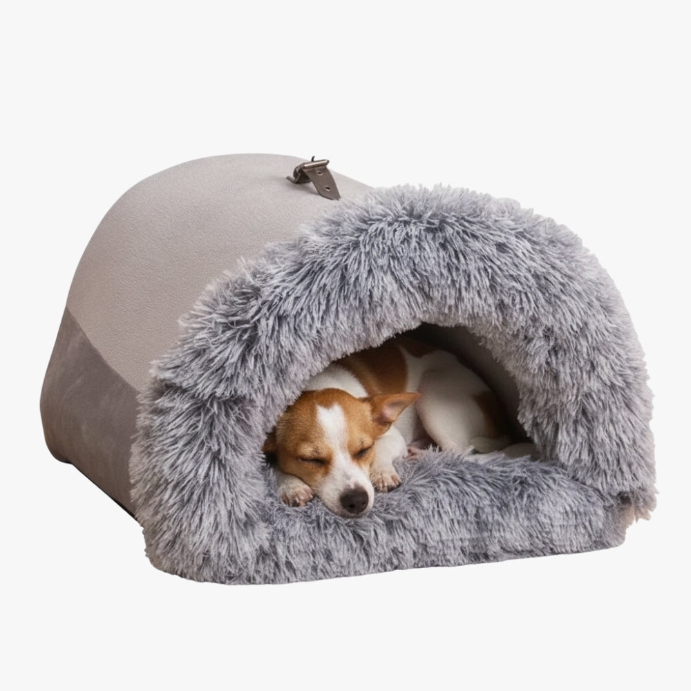 panier-pour-chien-couvert-a-fourrure-gris