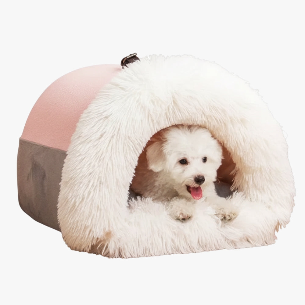 panier-pour-chien-couvert-a-fourrure-rose-clair