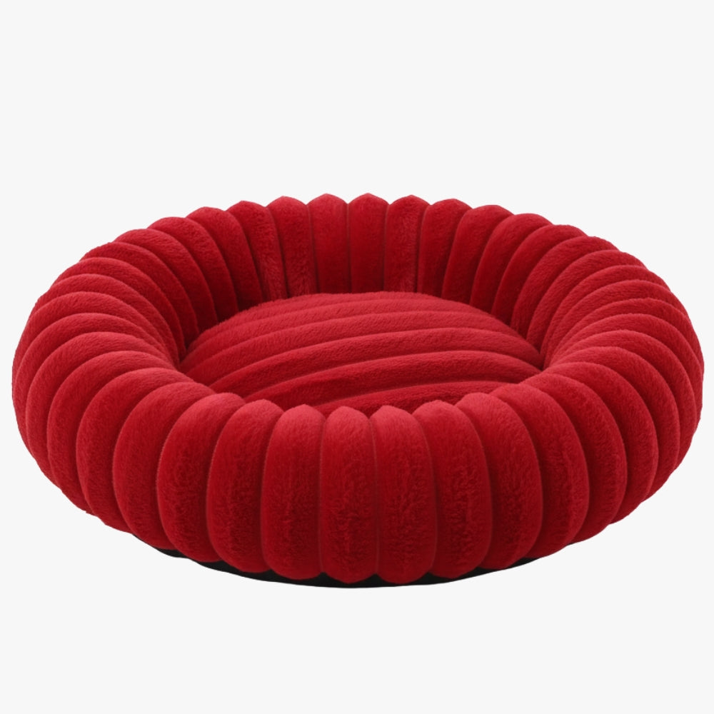 panier-pour-chien-donut-moelleux-rouge-vide