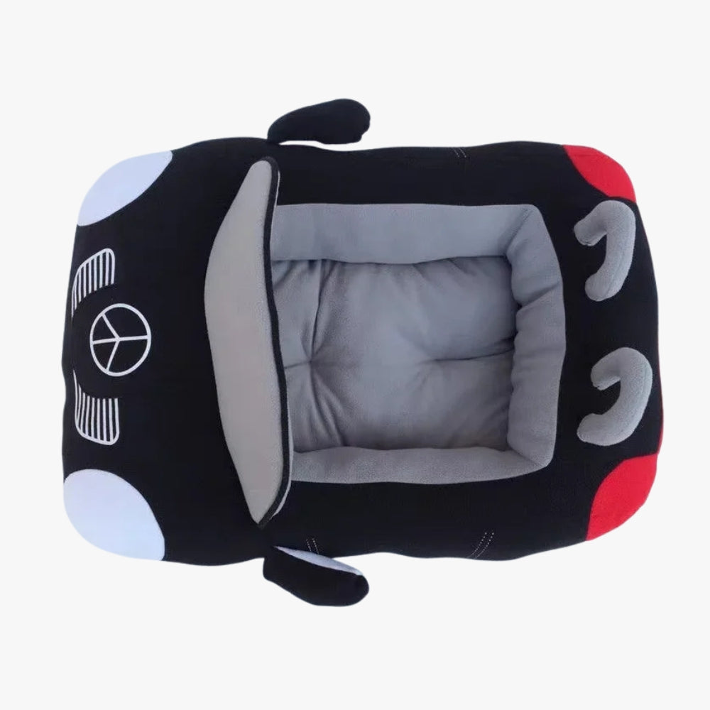 panier-pour-chien-en-forme-de-voiture-noir-dessus