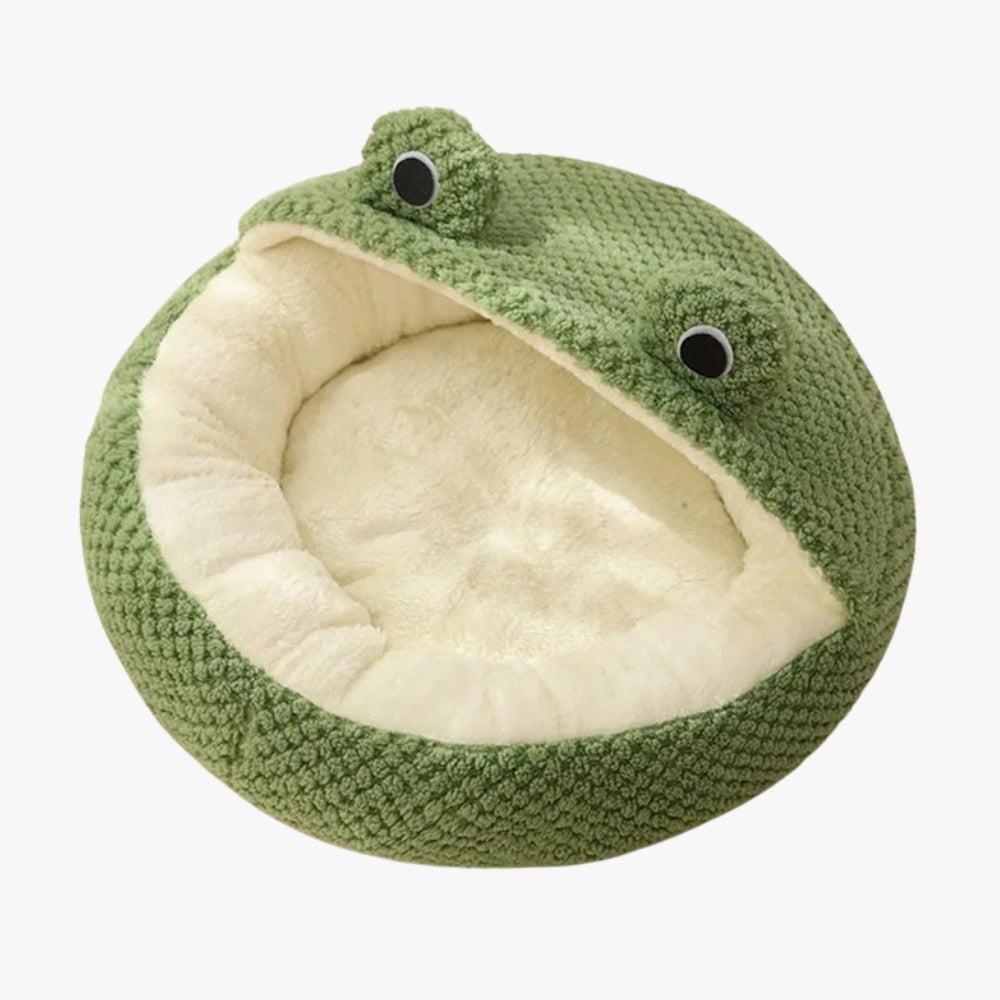 panier-pour-chien-grenouille-en-velours-dessus-vide