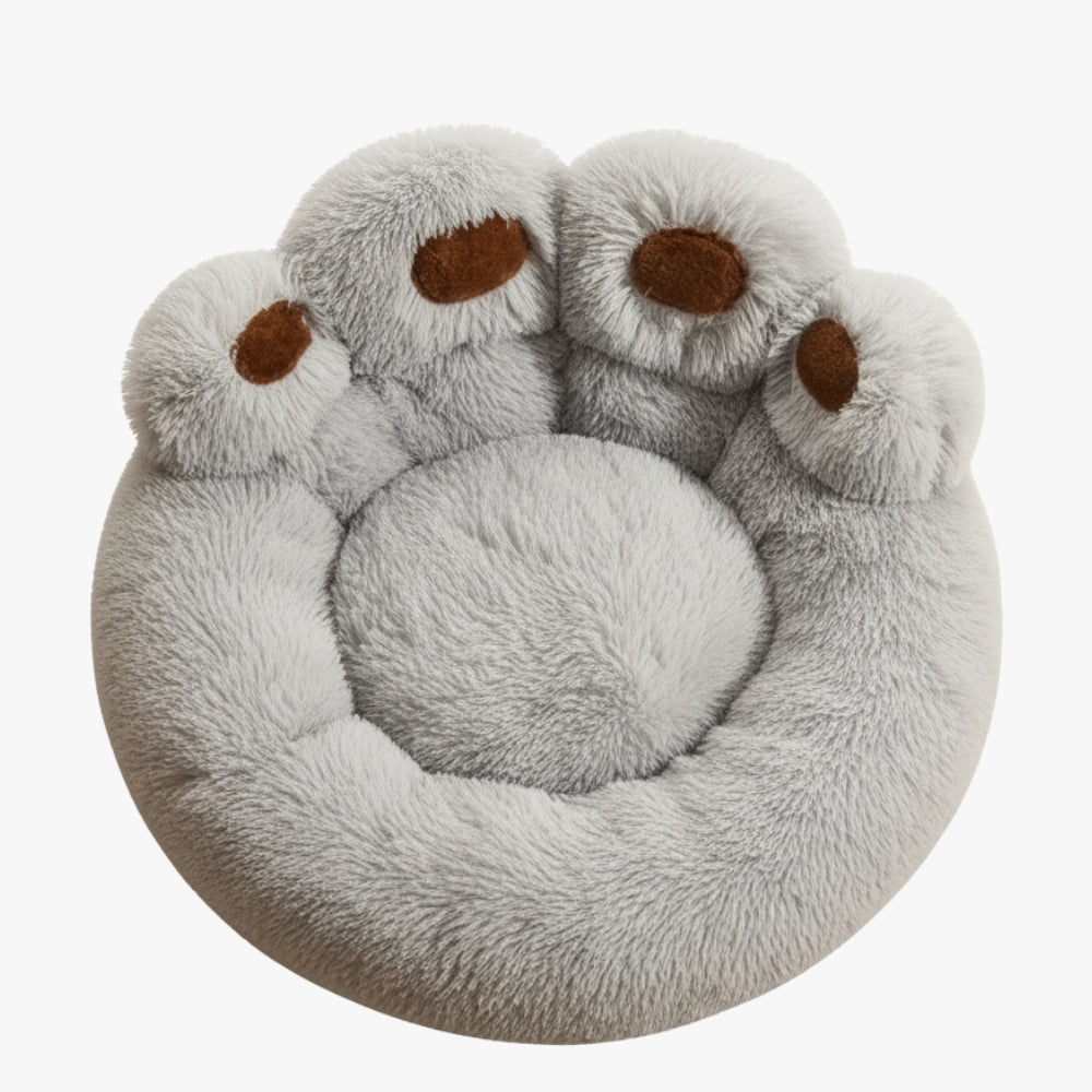 panier-pour-chien-gris-en-forme-de-patte-dessus