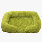 panier-pour-chien-rectangle-vert-en-fourrure-avec-rebord