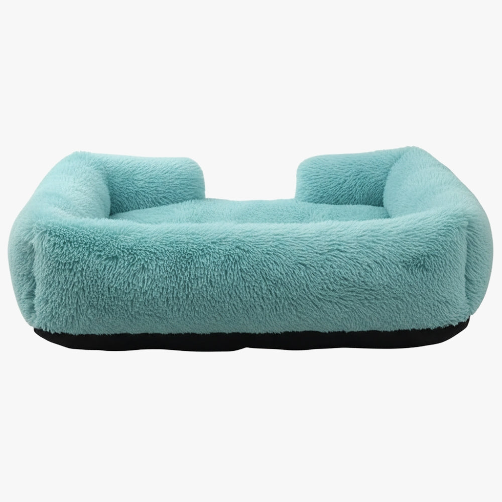 panier-pour-chien-rectangle-vert-en-fourrure-avec-rebords-emeraude-dos