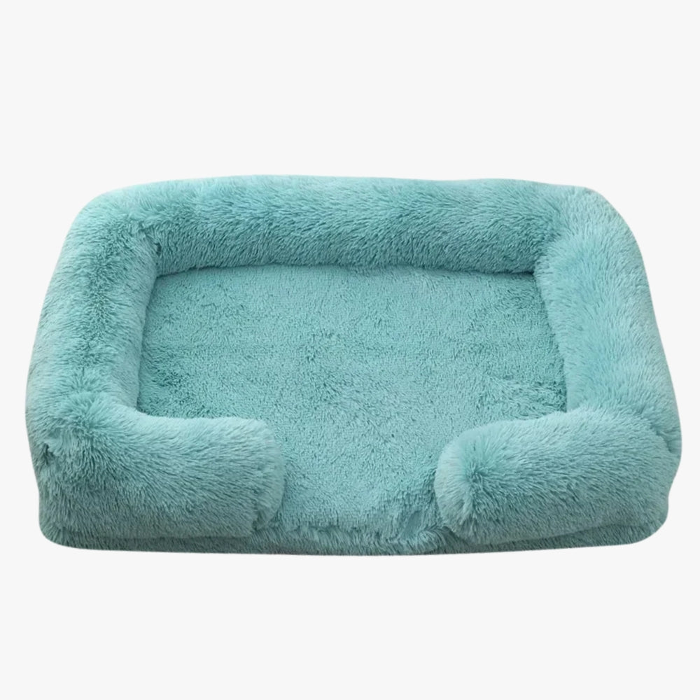panier-pour-chien-rectangle-vert-en-fourrure-avec-rebords-emeraude