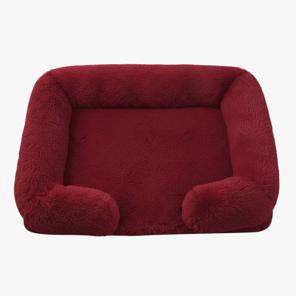 panier-pour-chien-rectangulaire-doux-rouge-bourgogne-dessus