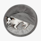 panier-pour-chien-rond-avec-couverture-gris-dessus