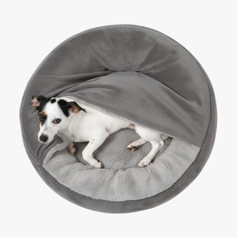 panier-pour-chien-rond-avec-couverture-gris-dessus