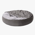 panier-pour-chien-rond-avec-couverture-gris-vide