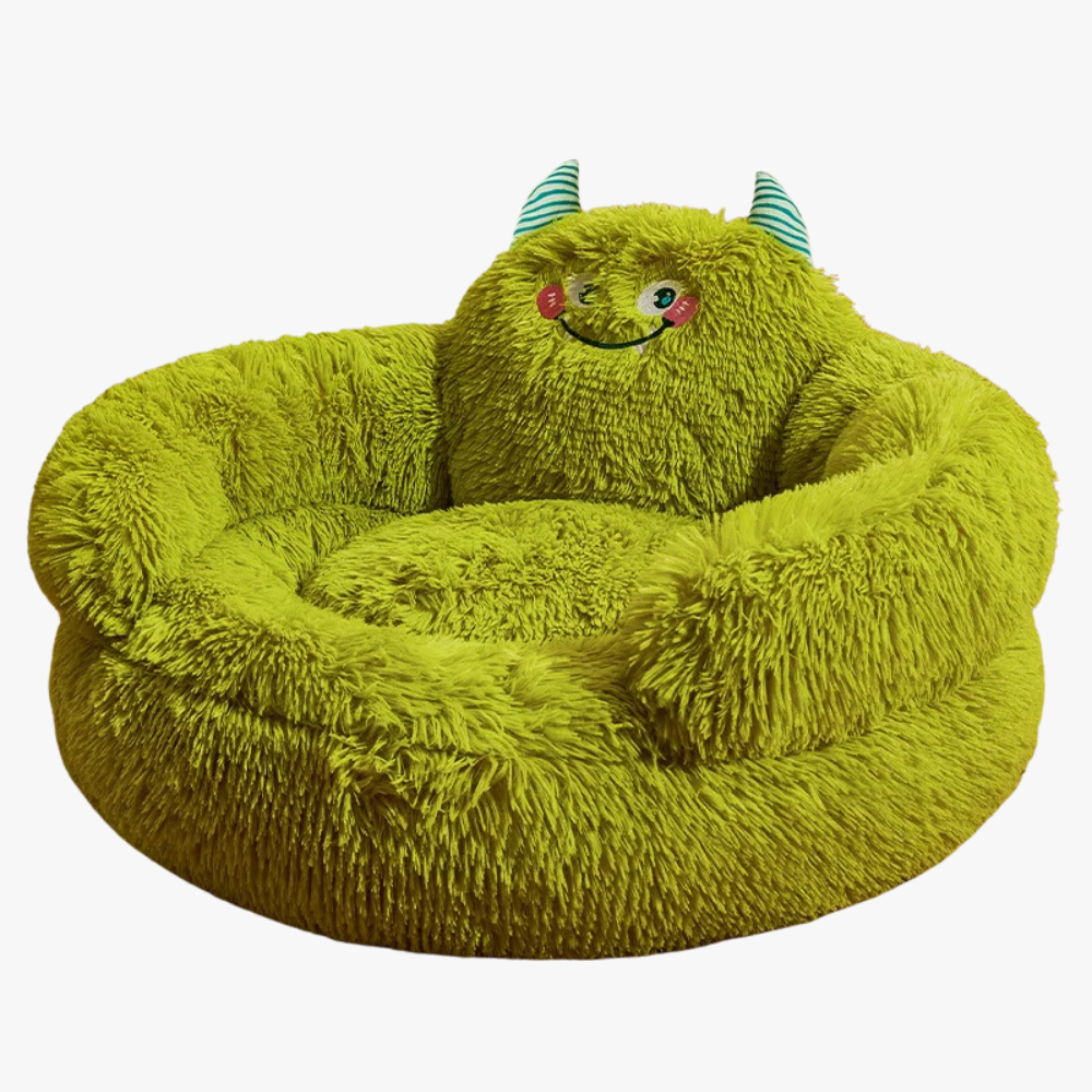 panier-pour-chien-rond-monstre-vert-vide