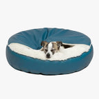panier-pour-chien-rond-orthopedique-semi-ferme-bleu