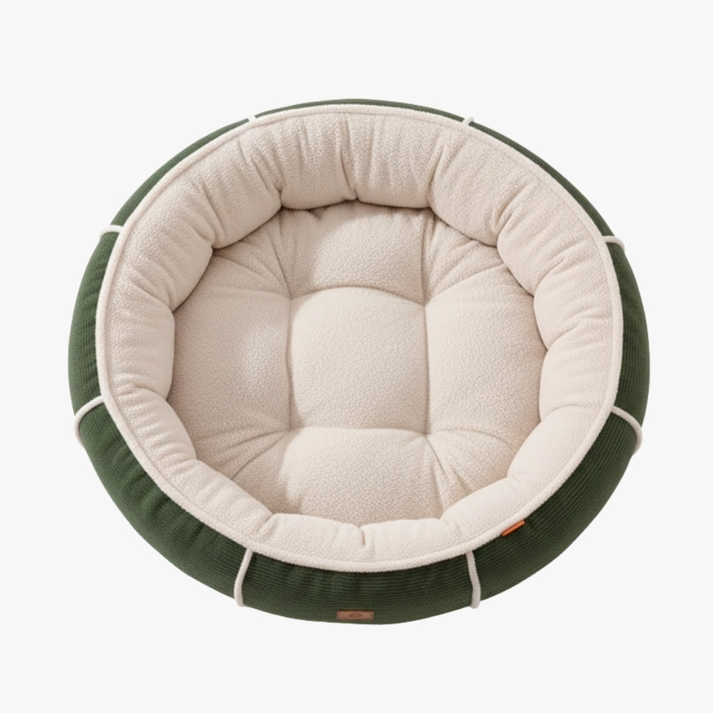 panier-pour-chien-rond-vert-dessus