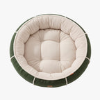 panier-pour-chien-rond-vert-dessus